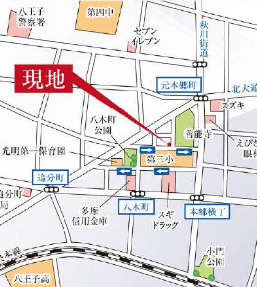 祝　成約済み　八王子市　元本郷町　新築戸建て　９期 の地図|～仲介手数料無料☆八王子ひなた不動産～八王子市元本郷町　新築戸建て