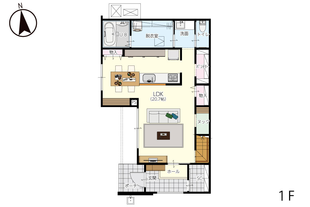 仲介手数料不要合志市かすみヶ丘1-5-8号地【合志小・合志中】の間取り|1階