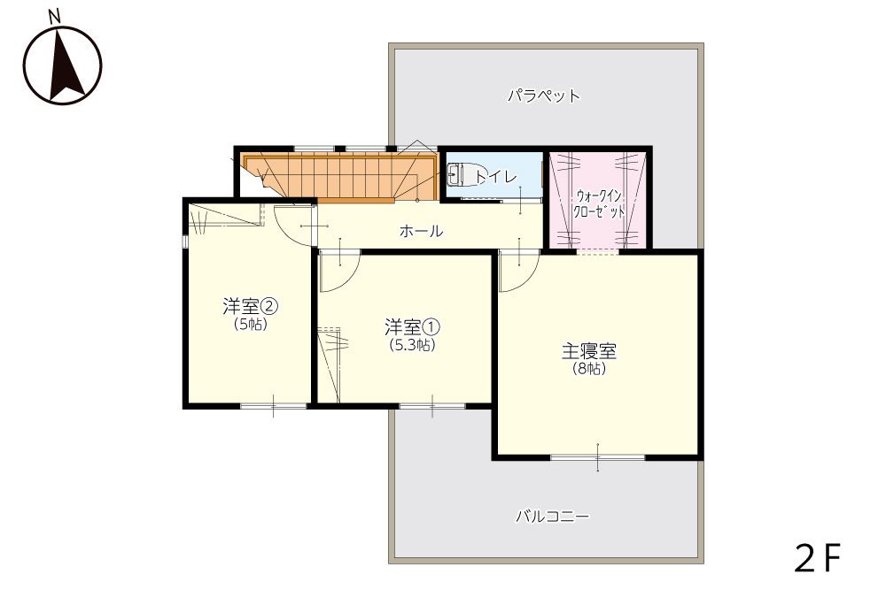仲介手数料不要合志市かすみヶ丘2-5-3号地【合志小・合志中】の間取り|2階