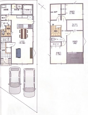 岸和田市尾生町7丁目土地6号地の土地図＋建物プラン例|参考プラン