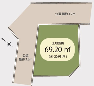 【土地図】 | 鶴ヶ島市五味ヶ谷　建築条件なし売地　東武東上線『鶴ヶ島駅』徒歩10分　【杉下小学区】