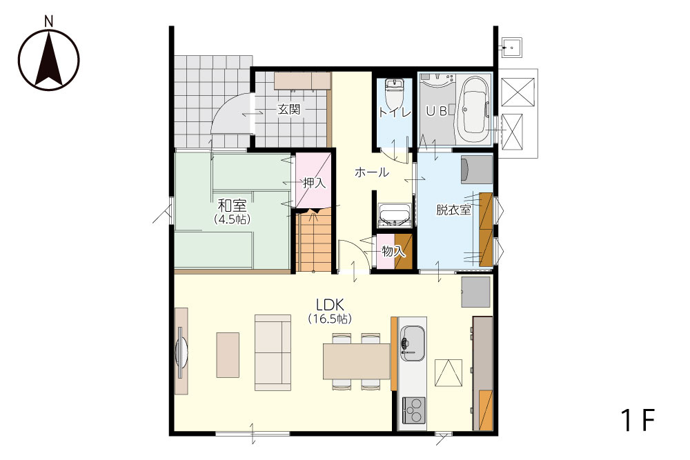 仲介手数料不要　菊陽町原水112号地建売モデルハウス【菊陽北小・菊陽中】の間取り