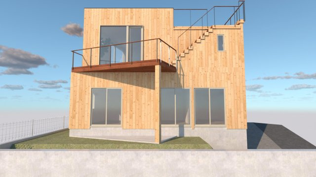 湘南×葉山らしさをデザインした、杉板外壁の家。の外観パース|※完成予想CGです。