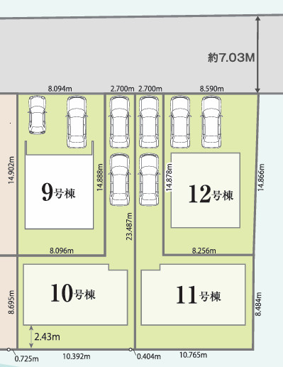 北本市西高尾　新築住宅の区画図