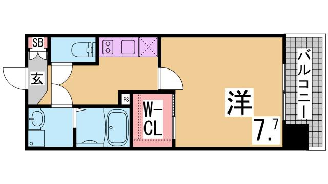 神戸市兵庫区新開地５丁目の賃貸マンションの間取り