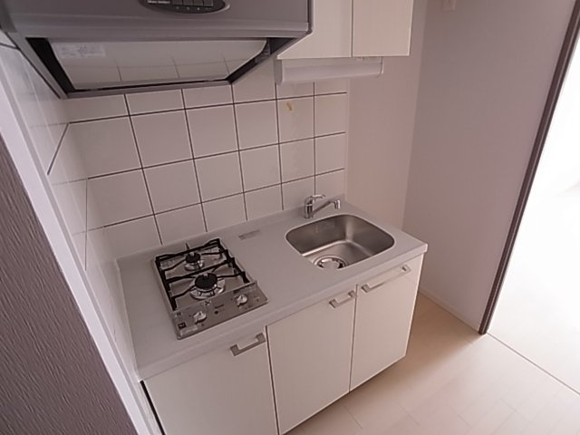 神戸市兵庫区新開地５丁目の賃貸マンションのキッチン|システムキッチン（ガス２口）