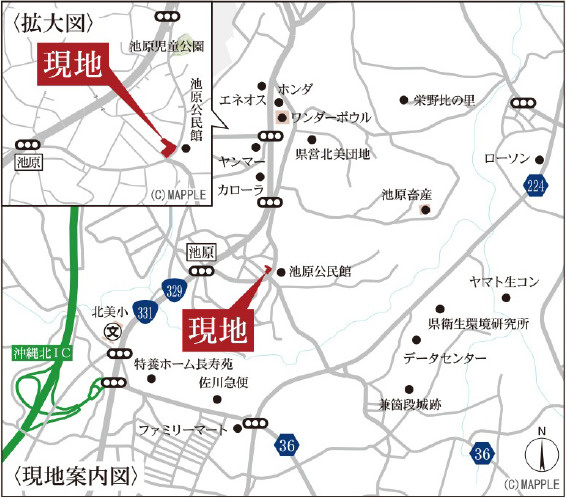 リーブルガーデン沖縄市池原　2号棟の地図|現地図