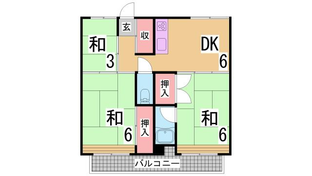 神戸市北区鈴蘭台東町６丁目の賃貸マンションの間取り