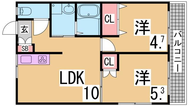 神戸市長田区長者町の賃貸マンションの間取り