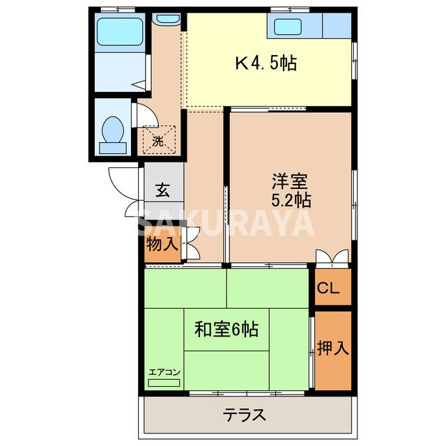 根岸コーポB棟（福居町）の間取り