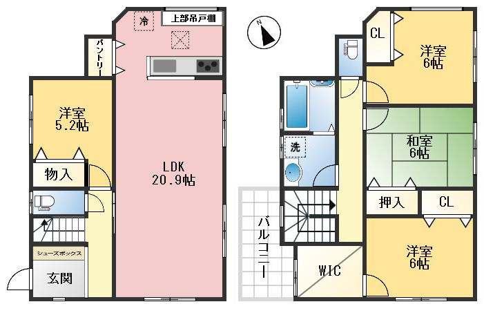 豊中市豊南町西4丁目　中古戸建の間取り