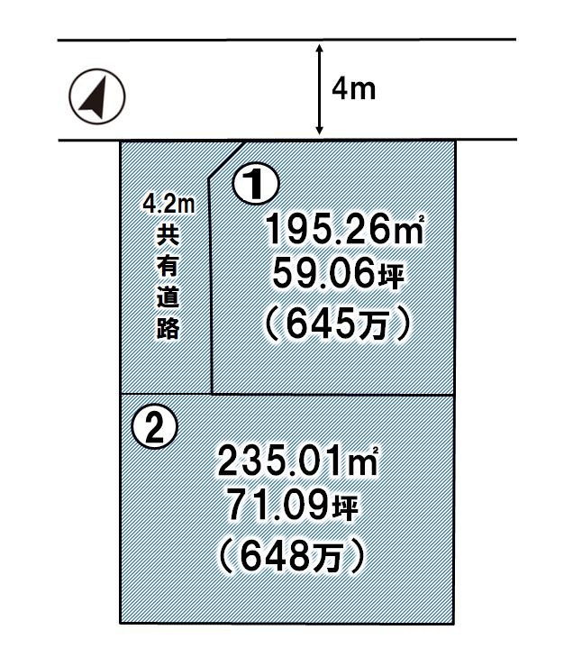 栃木市薗部町1丁目　全2区画の区画図