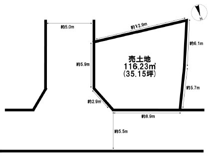 高砂市神爪5丁目　土地の土地図|約35.1坪です。