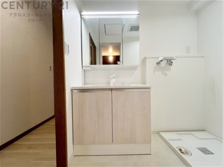 化粧品や洗顔料、歯ブラシなどの必需品をまとめて置ける収納スペースがあり、使用するたびに取り出す手間が省けます。また、水回りのため、濡れても大丈夫な素材が使用されており、お手入れが簡単です。
