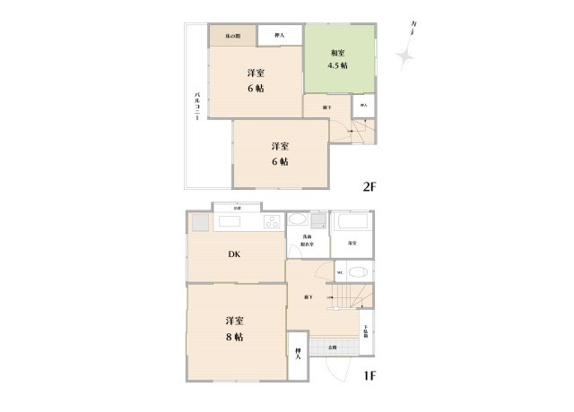 【間取り】 | 富士見市渡戸1丁目　中古一戸建住宅　(ふじみ野店) | ゆったりとくつろげる6帖以上の洋室に加え、ごろんと横になってリラックスのできる4.5帖の和室もございます。