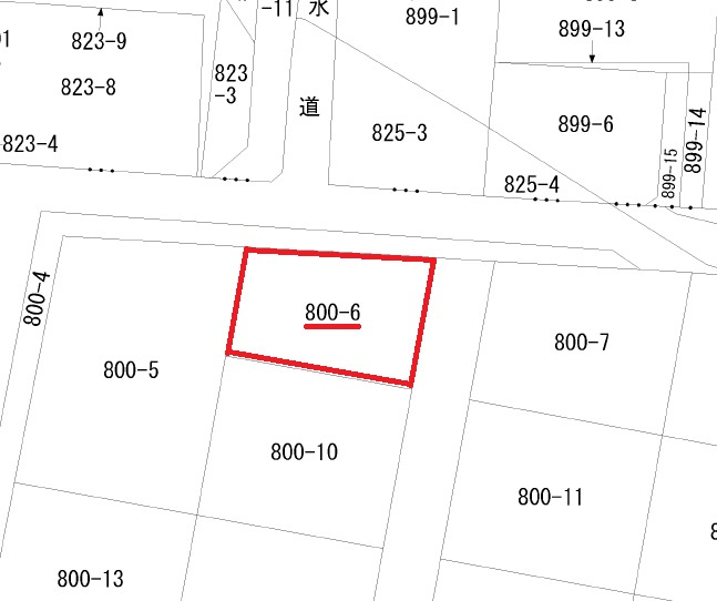 東粒浦　のどかな分譲団地の中の角地の区画図