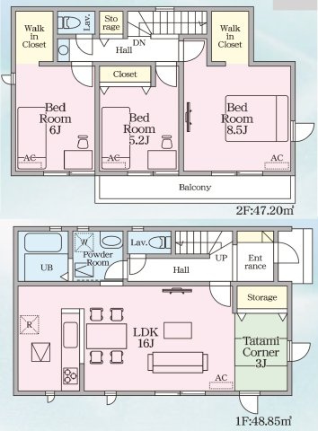 リナージュ名古屋緑区東神の倉3丁目24-1期　全4棟　新築戸建の間取り