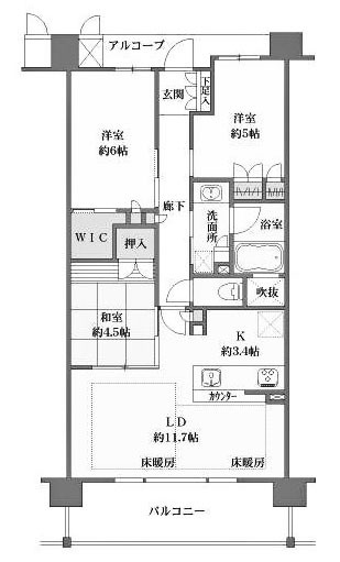 【間取り】 | ル・パルトネール京都御屋敷町 | 専有面積68.92㎡