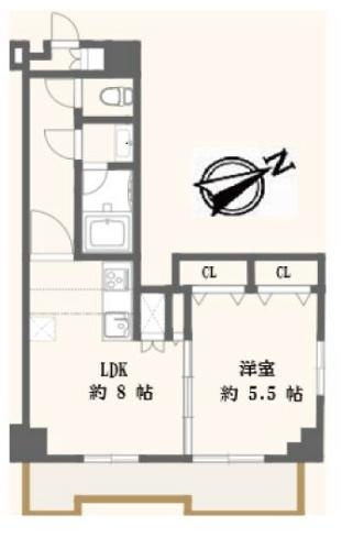 【間取り】 | ライオンズマンション上馬 | 販売価格：４，４９９万円　間取り：1ＬＤＫ　空室（ご見学可能ですのでお気軽にお問合せ下さい）
