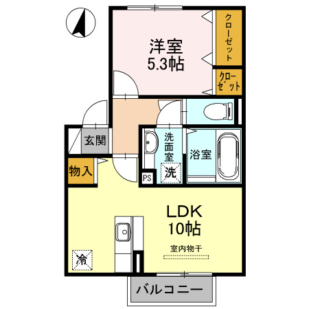 熊本市東区東野４丁目のアパートの間取り