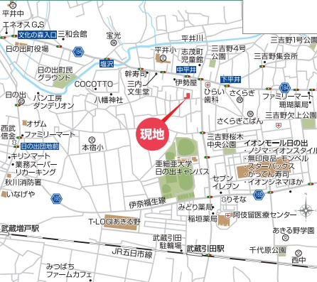 LIGNAGE 日の出町平井23-1期　4号棟（全6棟）の地図|カーナビ「西多摩郡日の出町平井1362-3」付近です