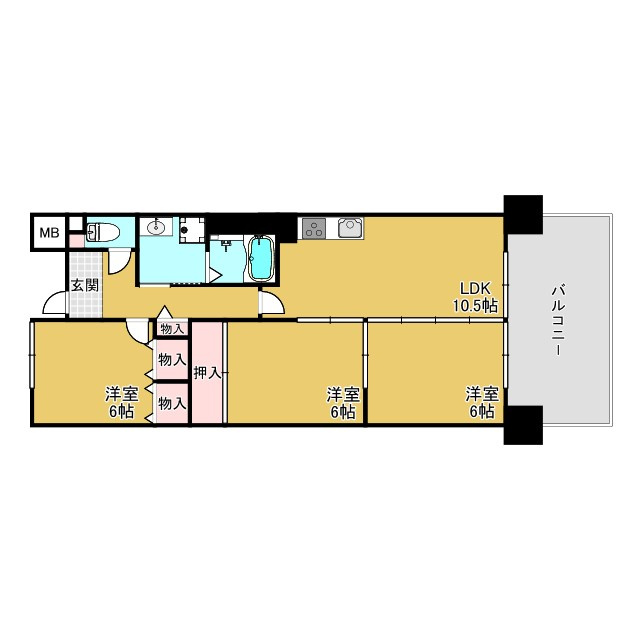 神戸市長田区二番町１丁目の賃貸マンションの間取り