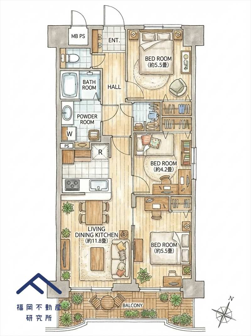 朝日プラザ大橋南の間取り