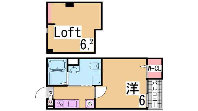 神戸市須磨区東町２丁目のアパートの間取り