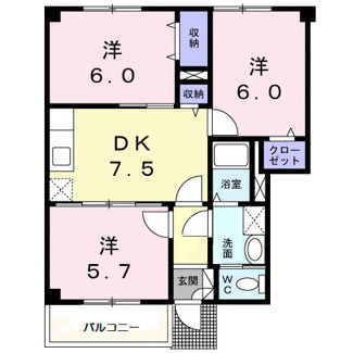【間取り】 | ドムスサンセールⅢＢ