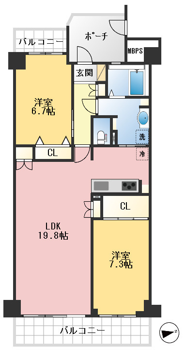 星和プラネタウン千里南第参期A棟の間取り