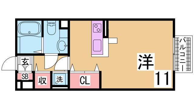 神戸市北区谷上西町のアパートの間取り