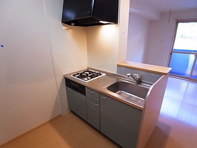 神戸市北区谷上西町のアパートのキッチン|システムキッチン（ガス２口グリル付）