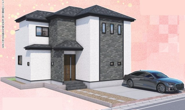 松戸市稔台２丁目新築戸建【稔台小学校：3分】の外観パース|完成予想図