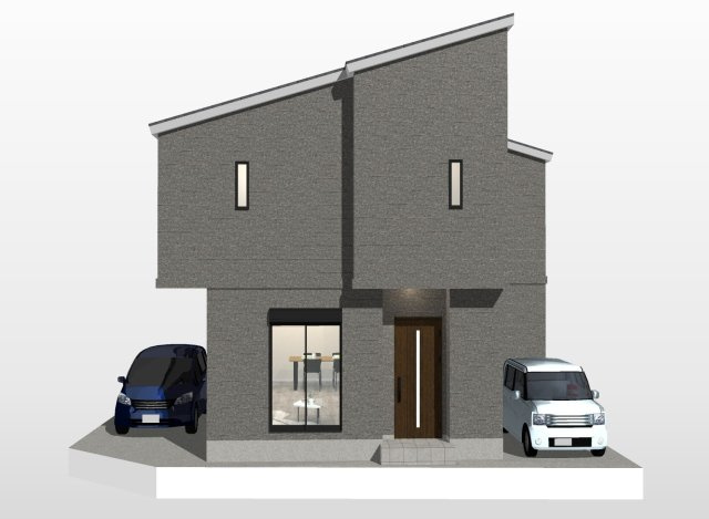 富田町５丁目　Ａプラン　建築条件付き土地の外観パース|【イメージパース】
駐車２台可能です！お車をプライベート用・通勤用に使い分けている方も安心して駐車できますね♪