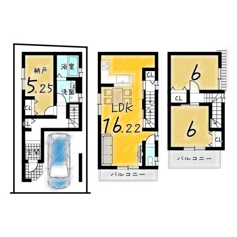 南庄所町　プランB　建築条件付き土地の土地図＋建物プラン例
