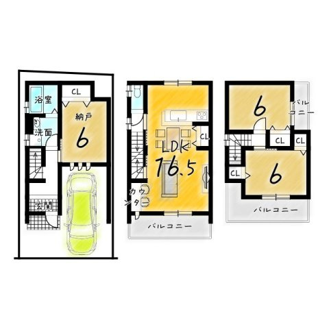 南庄所町　プランA　建築条件付き土地の土地図＋建物プラン例
