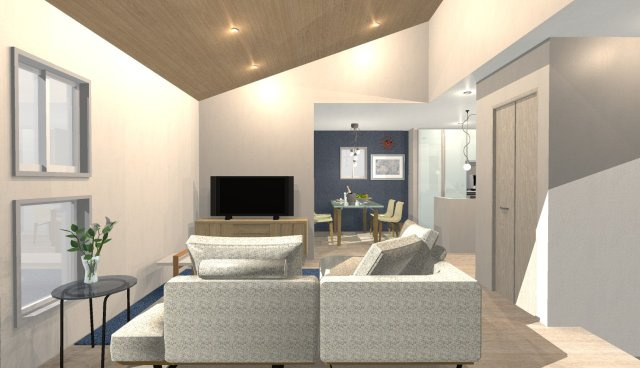 松川町　3階建プラン　条件付き土地の完成予想図