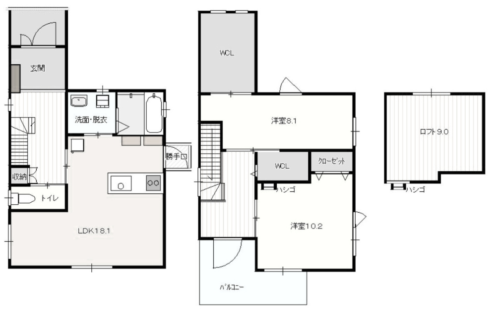 高知市東城山町　中古戸建ての間取り