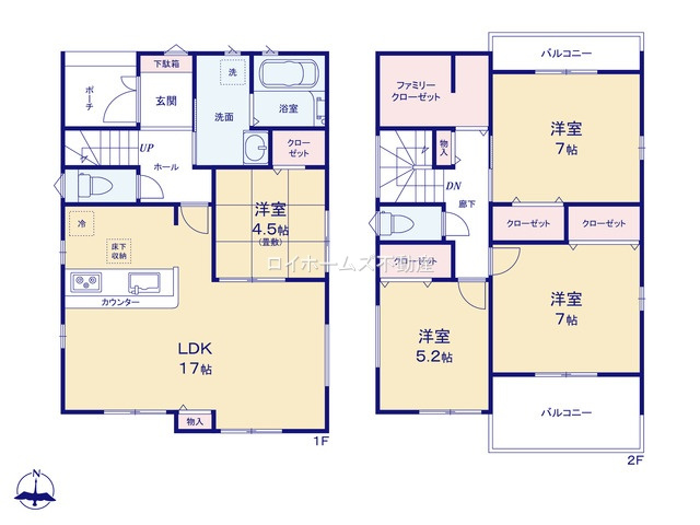 【間取り】 | 清須市廻間３丁目4-6『仲介料無料』新築戸建て | 1号棟