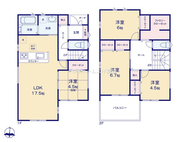 【間取り】 | 清須市廻間３丁目4-6『仲介料無料』新築戸建て | 2号棟