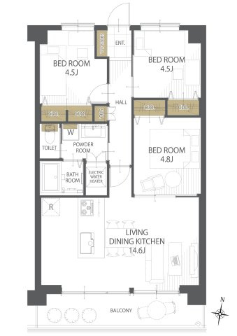 【間取り】セシーズ福井越前花堂 