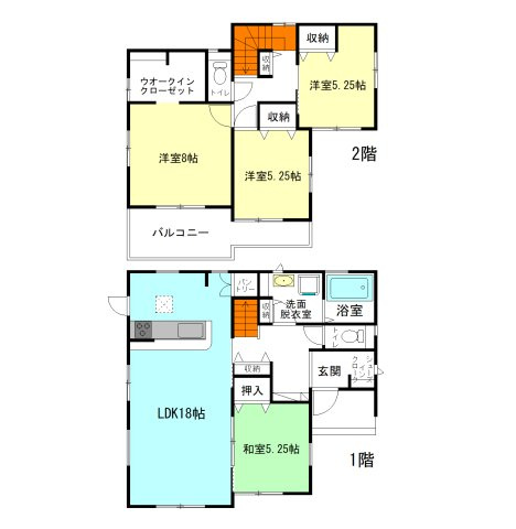 【間取り】 | ブルーミングガーデン高崎市下佐野町ー② | 明るい全居室南向き！各所に収納充実♪
キッチンパントリー、食洗器、勝手口付き！