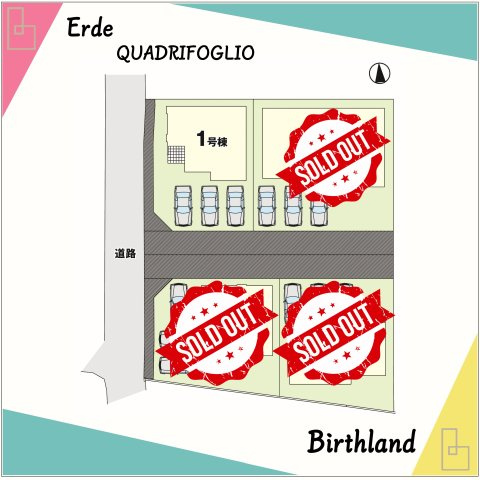 新築戸建・新築建売　いわき市平中神谷１期　Erdeの区画図|■駐車スペース3台可能！