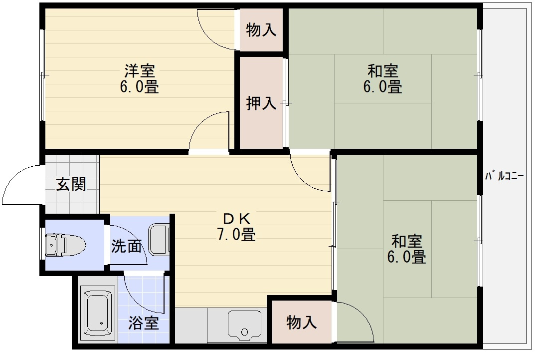 玉手山ハイツ１号館の間取り|玉手山ハイツ１号館