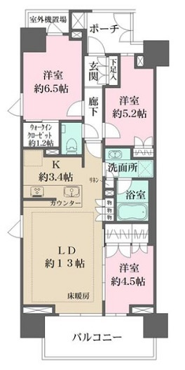 台東区浅草３丁目の賃貸マンションの間取り