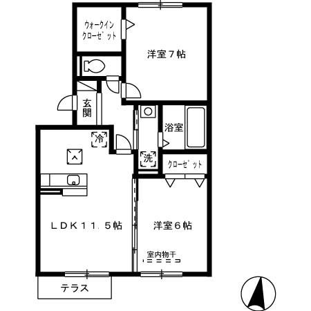 合志市幾久富のアパートの間取り