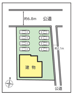 【区画図】 | 南アルプス市小笠原　敷地101坪・北東角地 中古住宅 | 敷地335.42ｍ2　101.46坪　カースペース多数　北東角地