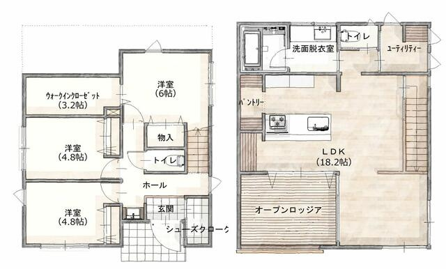 宇都宮市峰２丁目　3ＬＤＫ　中古住宅の間取り