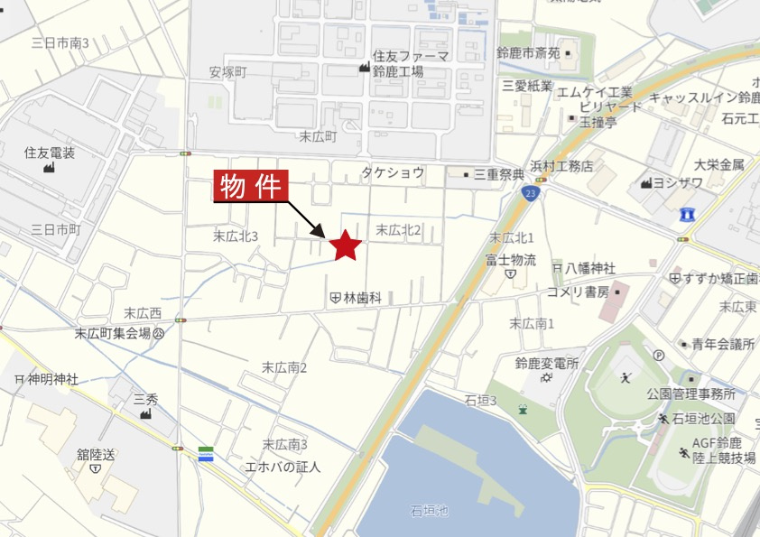 鈴鹿市末広北2丁目の地図|広域Map