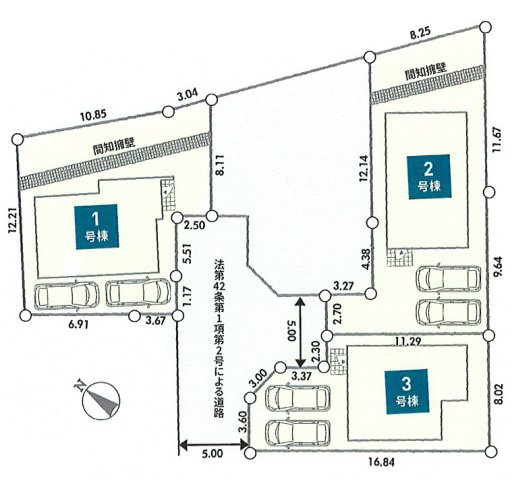 福生市福生　新築戸建全3棟の区画図
